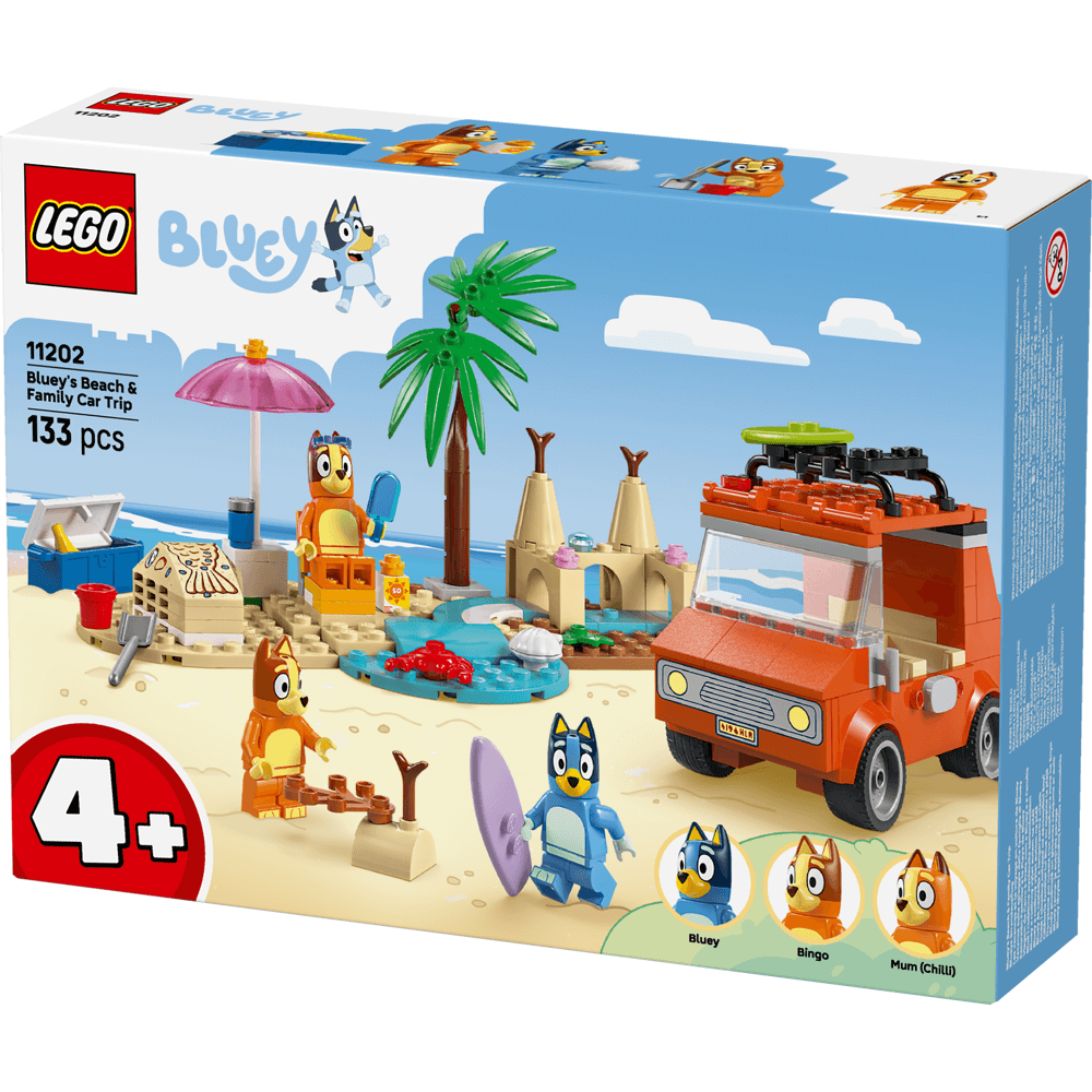 LEGO® Bluey: Bluey’s Beach & Family Car Trip, Preschool Toy Building Kit 11202